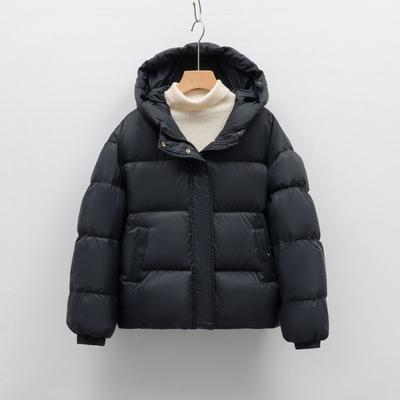 Down Jacket Loose White Duck Down Solid Color Simple Hooded Women's New Winter Warm Thickened Coat