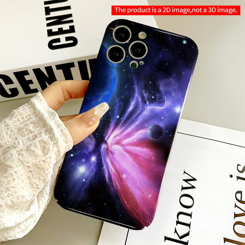 2DFlat Cosmic Nebula Galaxy Space Scene Phone Case All Inclusive Film Hard iPhone Case, Compatible with iPhone 18 Pro Max 17 16 15 14 13 12 11