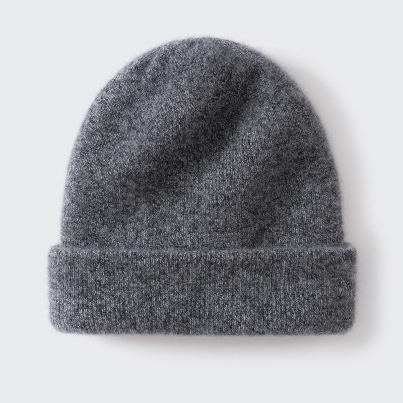 New thickened cashmere cap men's and women's autumn and winter warm head hat pure cashmere big head dome knitted hat