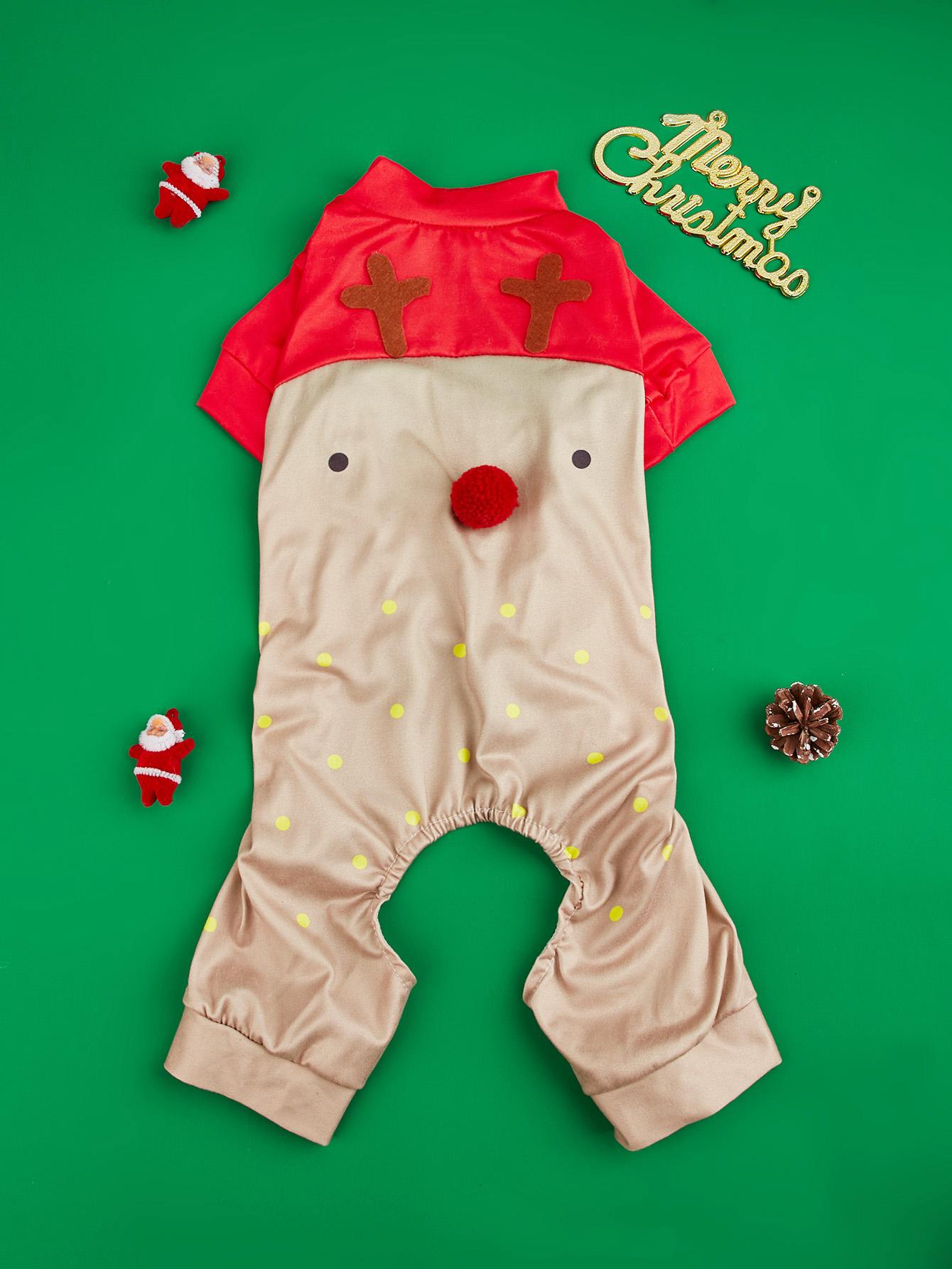 Dog Elk COS Jumpsuit  Soft Warm  Dog Clothes  Dog Pajamas Costumes for Small Medium Puppy Dog Cat Apparel Christmas Cosplay  Par XS（old）