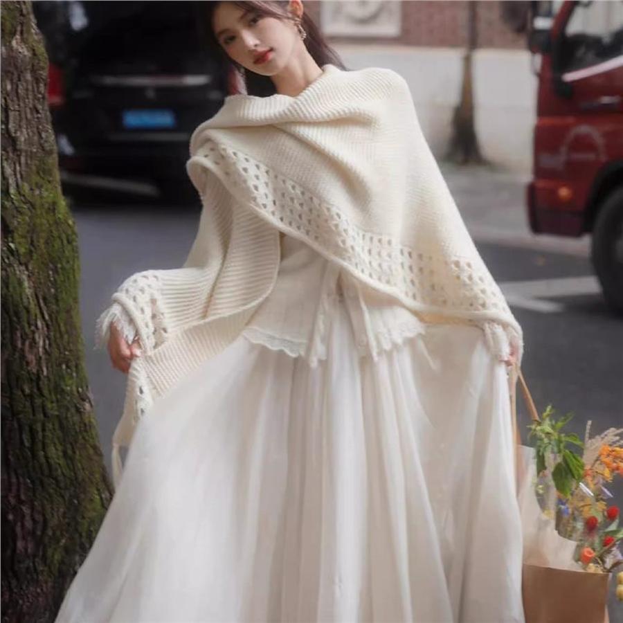 Travel Photo Shawl New Bohemian Style Fringe Versatile Scarf with Cheongsam Cardigan