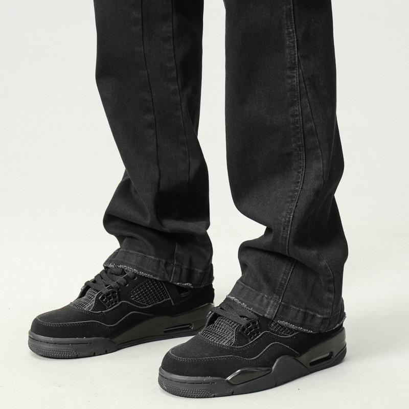 American Street Black Jeans Men's Spring and Autumn High Street Casual Straight-flare Pants