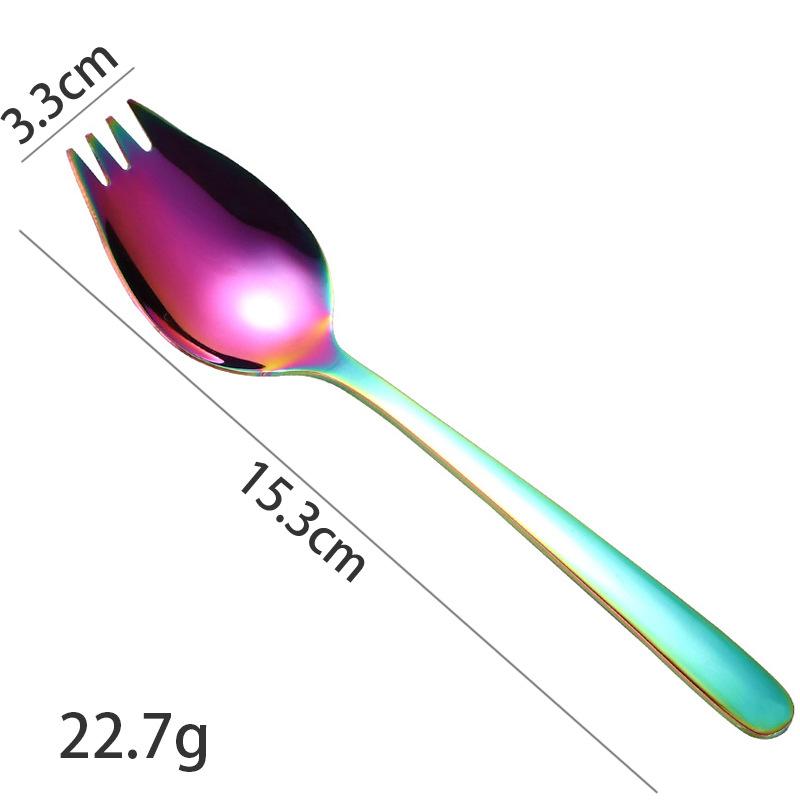 13.5cm Stainless Steel Salad Spoon Fruit Dessert Fork Afternoon Tea Portable Tableware 5 Colors Kitchen Small Spoons