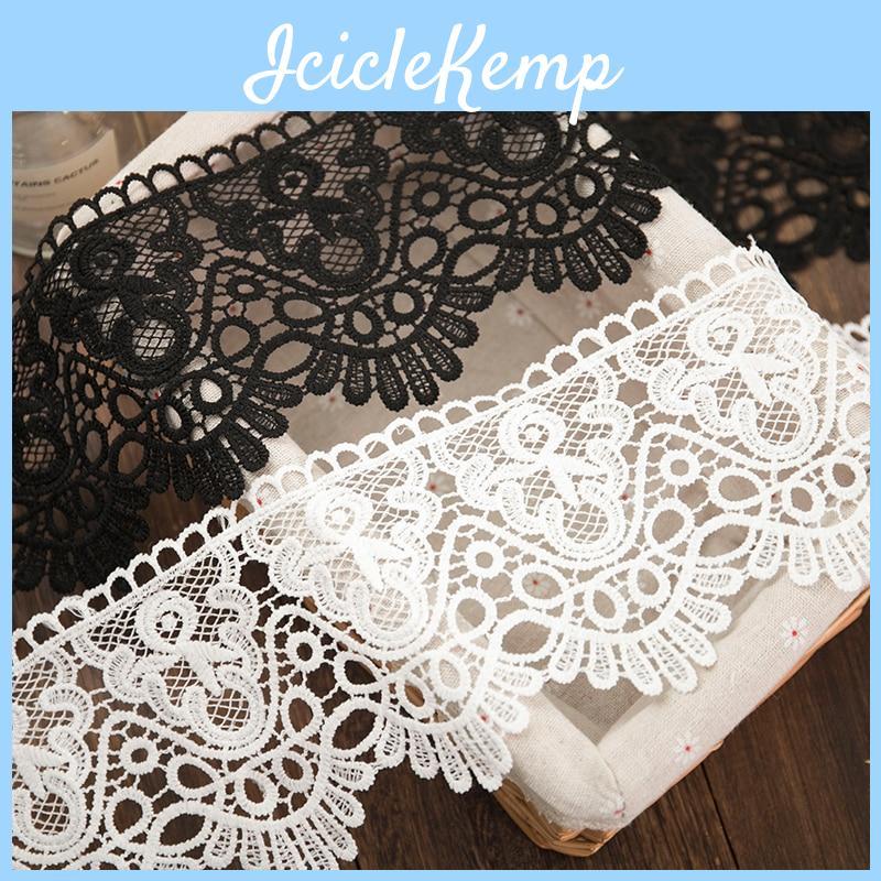 Lace Ribbon Black 2yards White Water Soluble Sewing Accessories 12cm Wide Hollow Flower Embroidery Fabric Needlework Diy Crafts