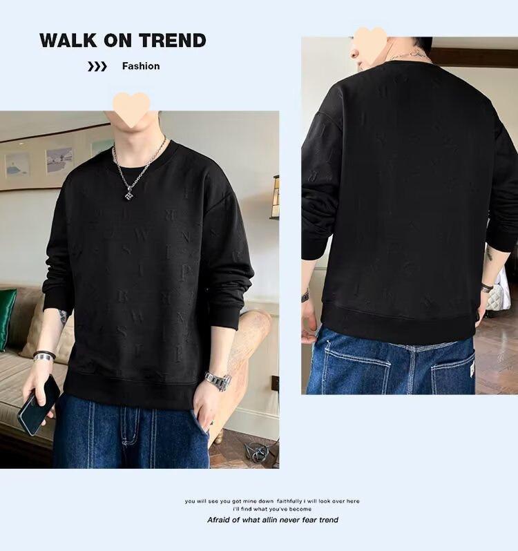 Moletom de Veludo Estilo Coreano Masculino de Inverno - Tendência Loose Fit, Cor Sólida, Gola Redonda