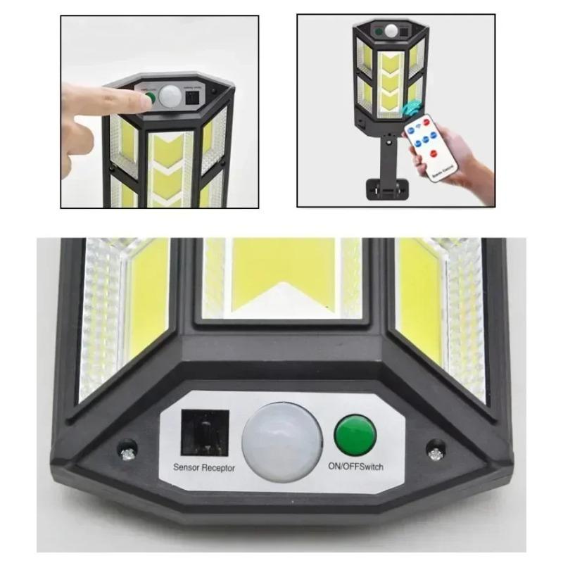 Cele mai noi lumini solare puternice de exterior Lampă solară cu senzor de mișcare 4 moduri Impermeabilă IP65 Lumină solară de grădină stradală pentru curte