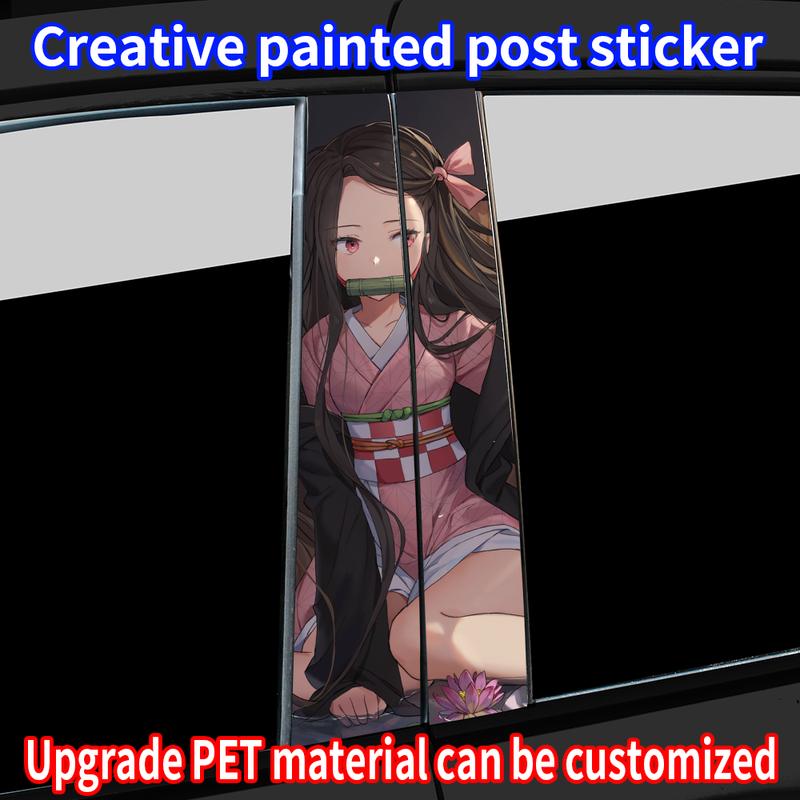 Nezuko Anime Car Stickers Car B-pillar Decal Waterproof Stickers Auto Center Pillar Sticker Cover Scratches Vehicle Decor