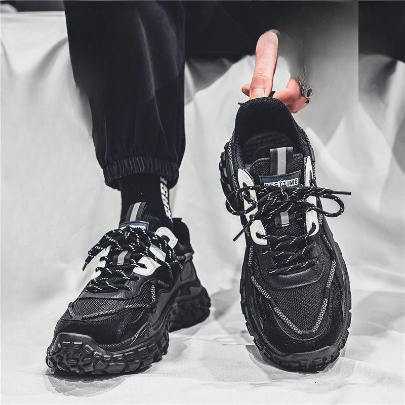New Breathable Mesh Sports Shoes for Men, Trendy and Versatile, Thick Soled Anti Slip Dad Shoes, Trendy Shoes