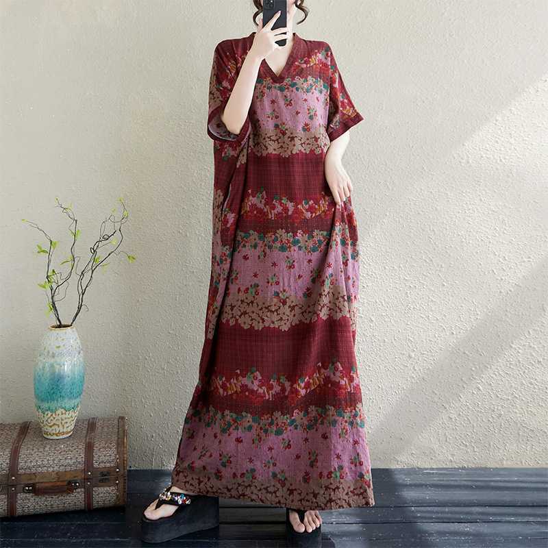 Summer V-neck Beach Dress Long Robe