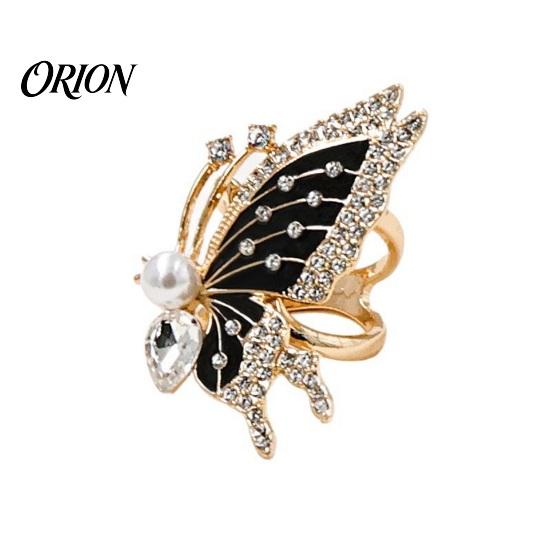 Women Scarf Accessory Rhinestone Butterfly Ring, Elegant Slide Sparkling Fashion Jewelry Holder Ring for Silk Scarves Shawls Shirts Neckerchiefs