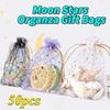 Wholesale 50pcs/Lot Small Organza Bag 9x12cm Moon Star Wedding Jewelry Packaging Bags Cute Drawstring Gift Bag Organza Pouches