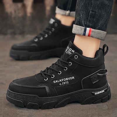Classic Black Men Ankle Boots Street Men's Motorcycle Boots Anti-Slip Platform Outdoor Boots for Men Safety Shoe Botas Masculino