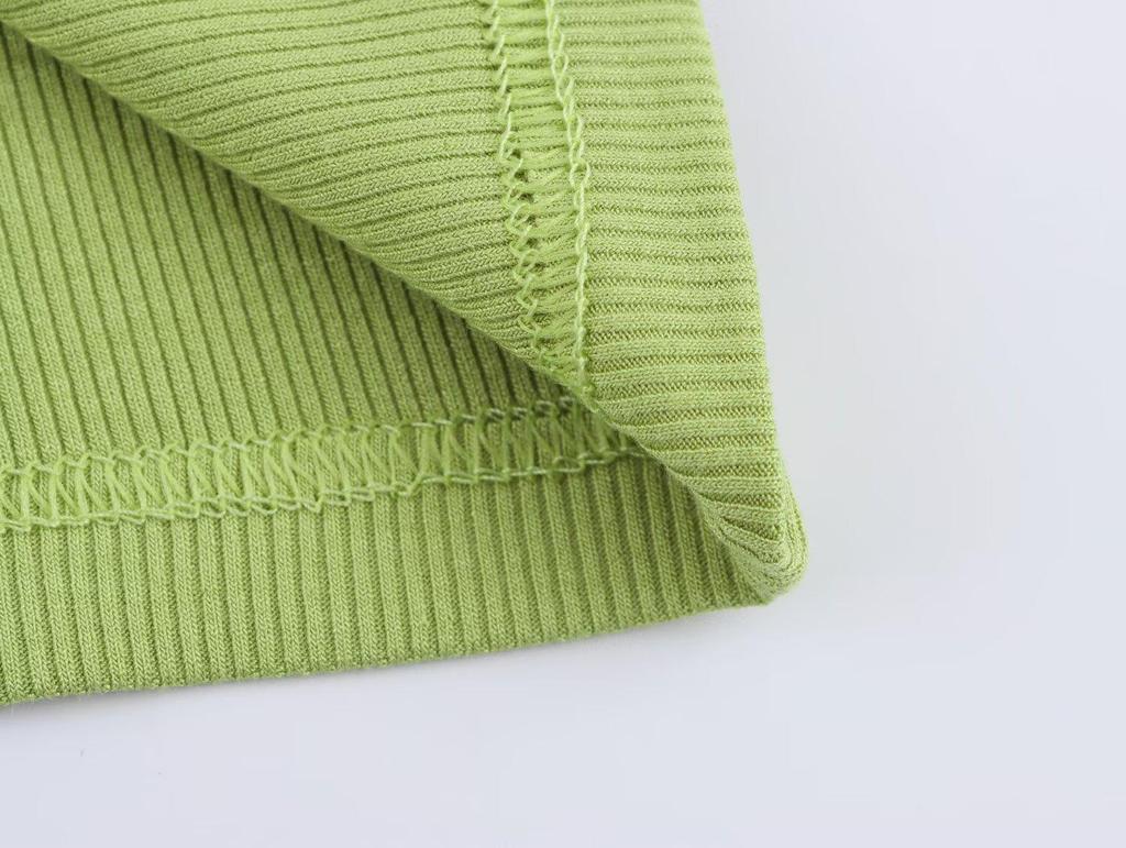 2025 Spring Women's European-American Ribbed Cotton Knitted Vest