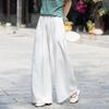 Frühlings- und Sommerhose aus Baumwolle und Leinen mit weitem Bein für Damen, hohe Taille, vielseitige Slim Fit-Hose mit großen Füßen und hängenden, lockeren Hosen für Damen