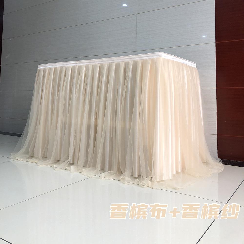 Baby Party Chiffon Gauze Bridal Veil Table Skirting Glitter Pearl Chiffon Table Skirt for Party Wedding Home Decoration Birthday