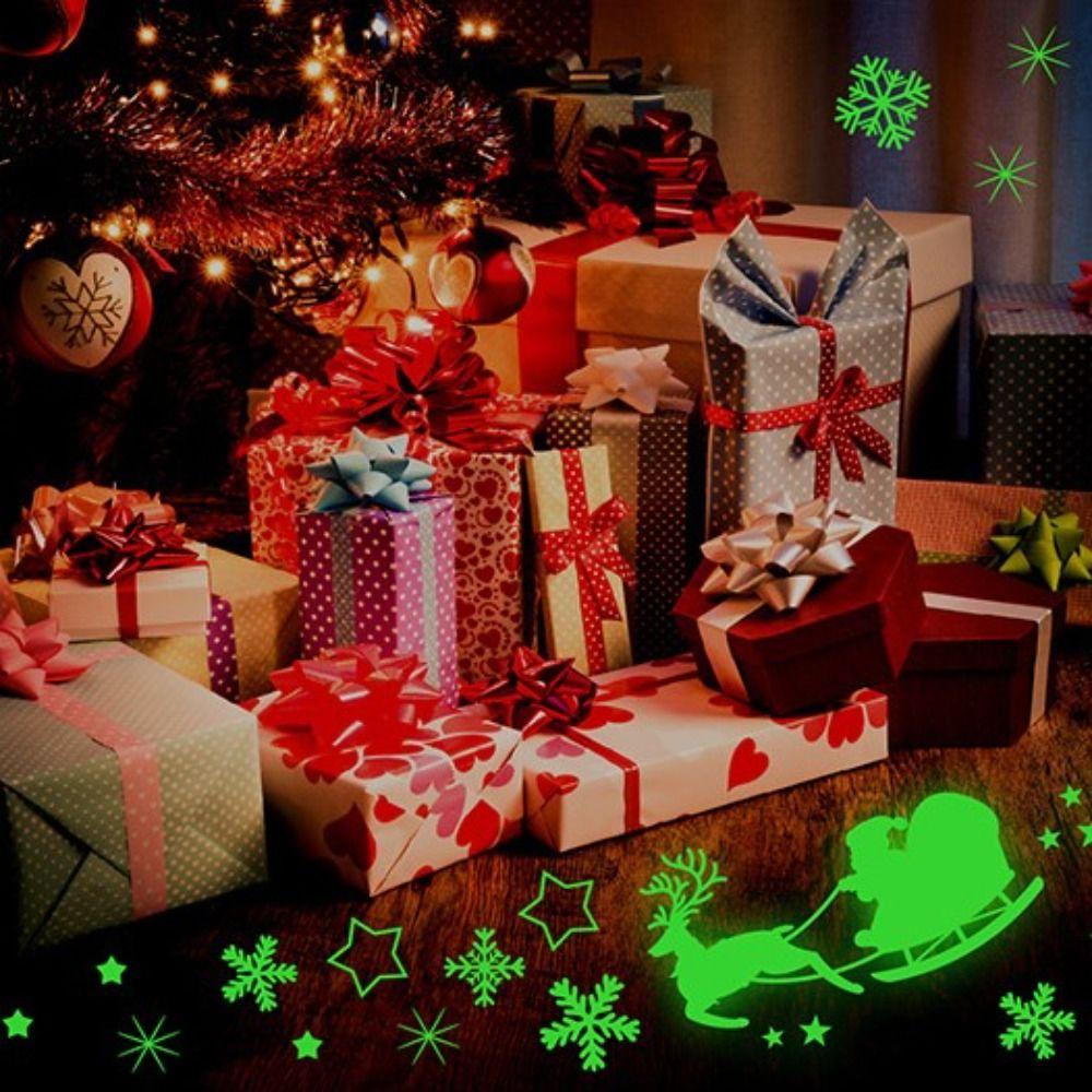 Glow In The Dark Christmas Window Wall Stickers Snowflake Window Glass Stickers  Xmas