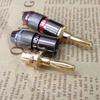 Akkerds Banana Plugs for 4mm Red Black 24k Gold Easy Double Screw Compatible with for Audio Speakers, + Set, Solderless, Plated, Installation, Fixing,