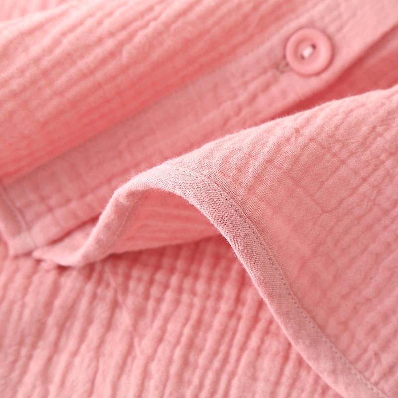 Women's Summer Plaid Cotton Gauze Pajama Set with Short Sleeves and Loose Fit Pants