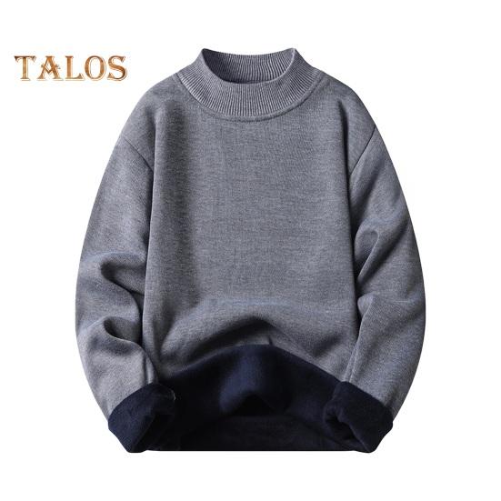 

Мужской свитер осень-зима, толстый плюшевый с подкладкой и полувысоким воротником, однотонный, эластичный, свободный, сохраняющий тепло, для работы, школы, свитер L