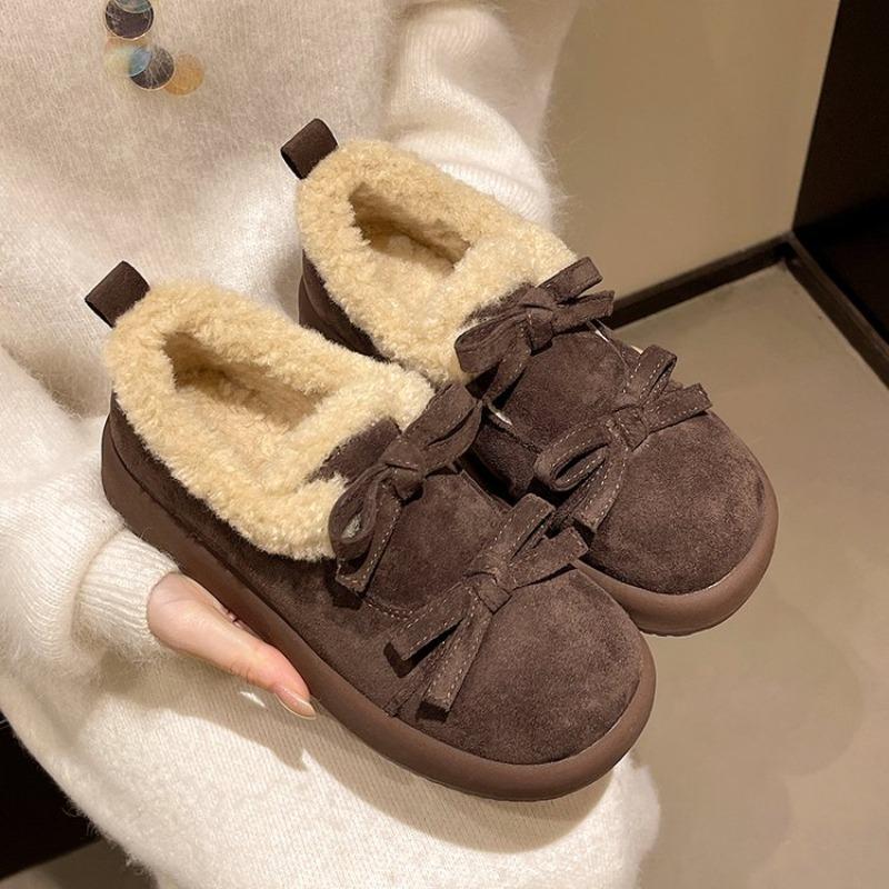 Fashion Retro Platform Velvet Warm Strappy Small Leather Shoes Round Toe Platform English Style Casual Cotton Shoes