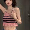 Knitted Halterneck Vest Women's Summer Internet Celebrity New Design Sense Raspberry Color Sweet Babes Camisole Camisole Top
