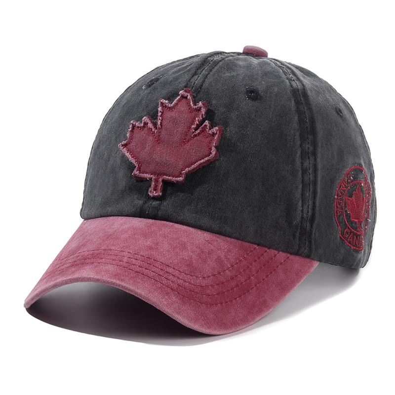 Unisex Washed Cotton Vintage Cap Maple Leaf Embroidery Baseball Caps Men Women Outdoor Sports Hat