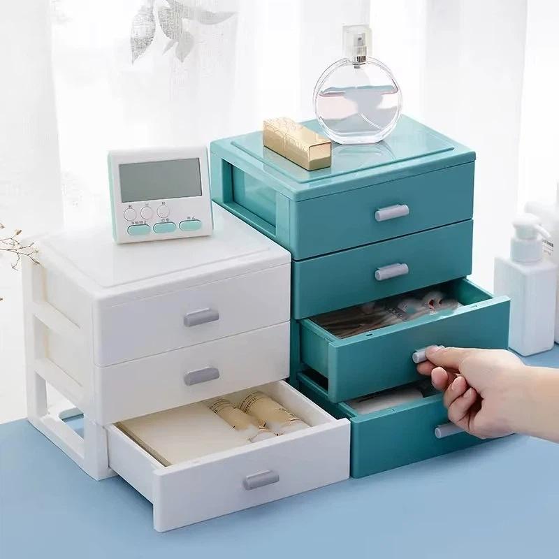 Plastic Desktop Storage Drawer Organizer With Stackable Design And Large Capacity Perfect For Home Office Storing Stationery