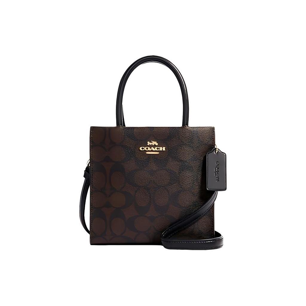 Coach Cally 17 Klassische Monogramm-PVC-Notenmappe Umhängetasche Crossbody-Handtasche Mini-Damen-Taschen Schwarz Braun 5693-IMAA8