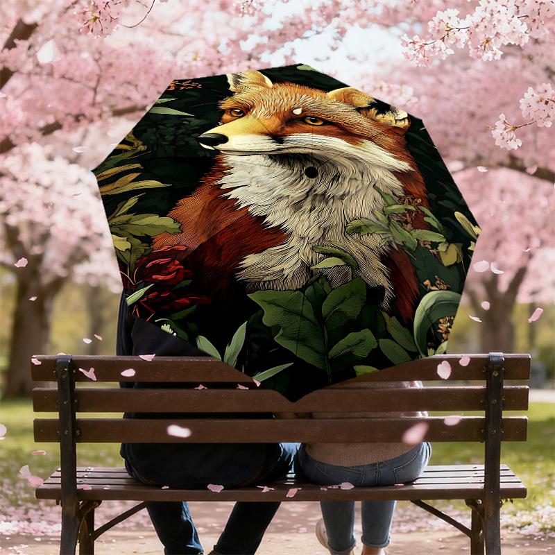 1PC Fox Forest Umbrella-8-Rib Reinforced Portable Folding Travel Suitable for All Seasons Outdoor Daily Use-G405