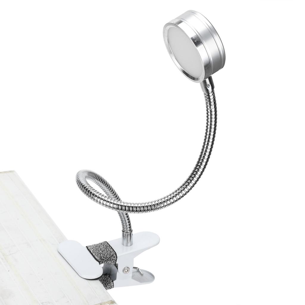 Clamp Light USB Warm Cold Color Temperature 360 Degrees Adjustable Gooseneck Light (Silver)