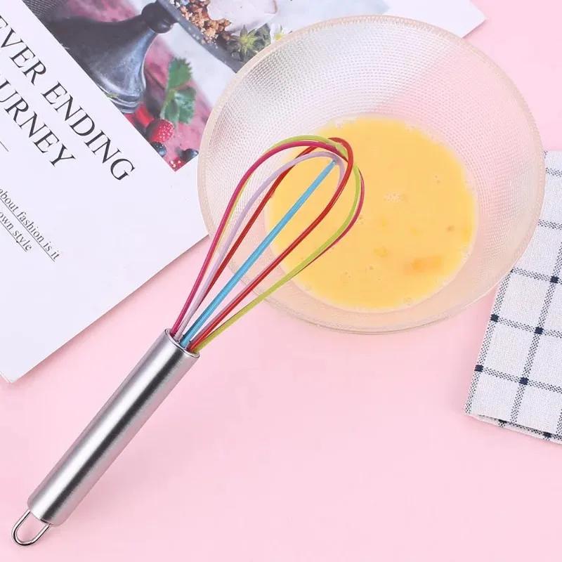 2025 1pcs Drink Whisk Mixer Egg Beater Silicone Egg Beaters Kitchen Tools Hand Egg Mixer Cooking Foamer Wisk Cook Blender for Drink Whisk
