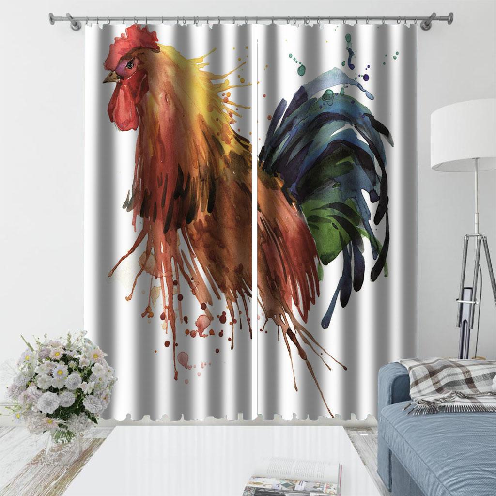 Rooster Miller-Aniaml Chicken Window Curtains, Living Room, Kitchen, Balcony, Home Decor, Bedroom, Patio Decoration