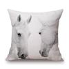 White Horse Royal Court Horsemanship Club Decoration Art Sofa Throw Pillow Case Black White Elegant Linen Pony Cushion Cover