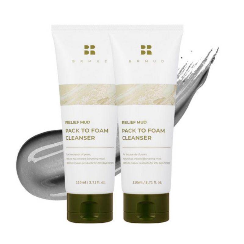 BRMUD Recovery Mud Pack to Foam Cleanser 110 ml × 2 Pcs