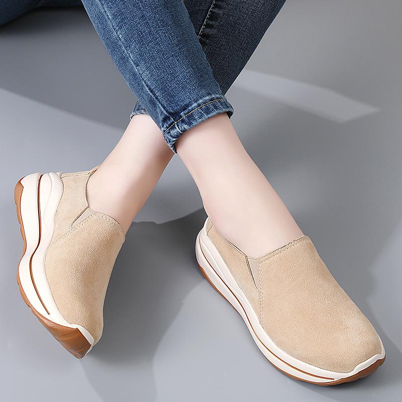Women's Platform Loafers Moccasins Casual Slip on Thick Sole Height Increase Shake Shoes for Mother Plus Size