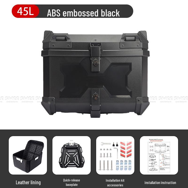 45L High-Strength ABS Motorcycle Tail Box: Quick Release, Waterproof, Anti-Collision Trunk for Electric Vehicles.