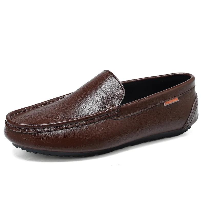 2025 Genuine Leather Men Casual Shoes Luxury Brand Soft Mens Loafers Breathable Slip on Black Driving Shoes Plus Size