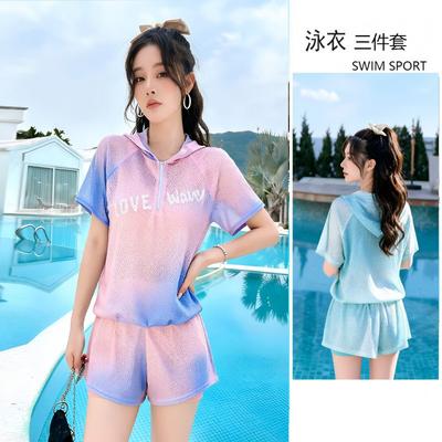 Split Swimsuit Female Student Seaside Vacation Three-piece Set High-quality Conservative Slimming Large-size