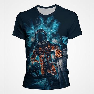 Cool Astronaut Pattern T-Shirt For Men Universe Planet 3D Printed T Shirts Summer Short Sleeve Oversized Street Tops Sports Tees
