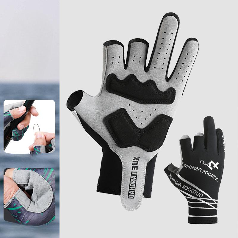 

New Fishing Gloves Non Slip Lure Gloves Summer Outdoor Fishing Equipment Ice Silk Sun Protection Half Finger Gloves L