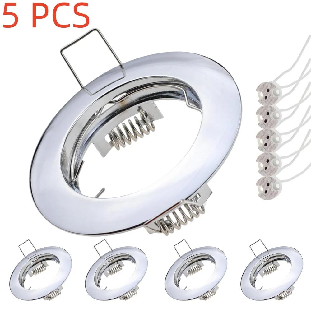 5Pcs Recessed LED Downlight Mounted Frame Round with MR16 Lamp Holder Cut Hole 60mm Ceiling Spot Lights Fitting Fixture