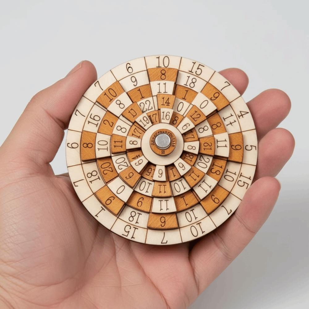 Classic Number Wooden Puzzle Round Turntable Brain Teaser Toy Number Puzzle  Children Learning