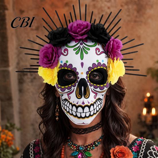 Skull Mask Mardi Gras Mask, Venetian Party Sugar Undead Bride Masquerade Masks for Halloween Cosplay Mexican Day Of The Dead
