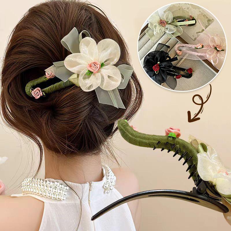 1 piece of hair accessory vintage claw clip romantic fabric flower exquisite high-end grip clip 11.5*6cm