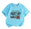 Kids Boys Girls 100% Cotton Crew Neck Short Sleeve T-Shirt, Keep Nature Wild Bear Pine Tree Print Casual Tees for Outdoor Hiking Nature Loving Childre