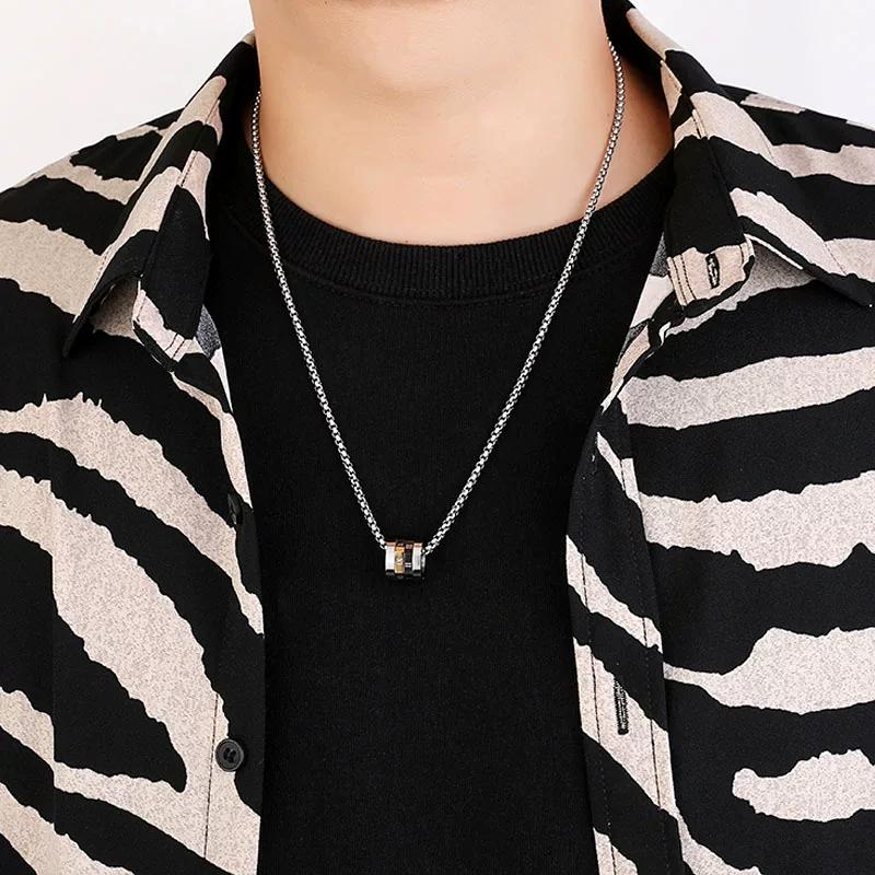 Roman Numerals Small Waist Transfer Necklace Men's Trend Brand Versatile Titanium Steel Pendant Sweater Chain High-end Chain Light Luxury