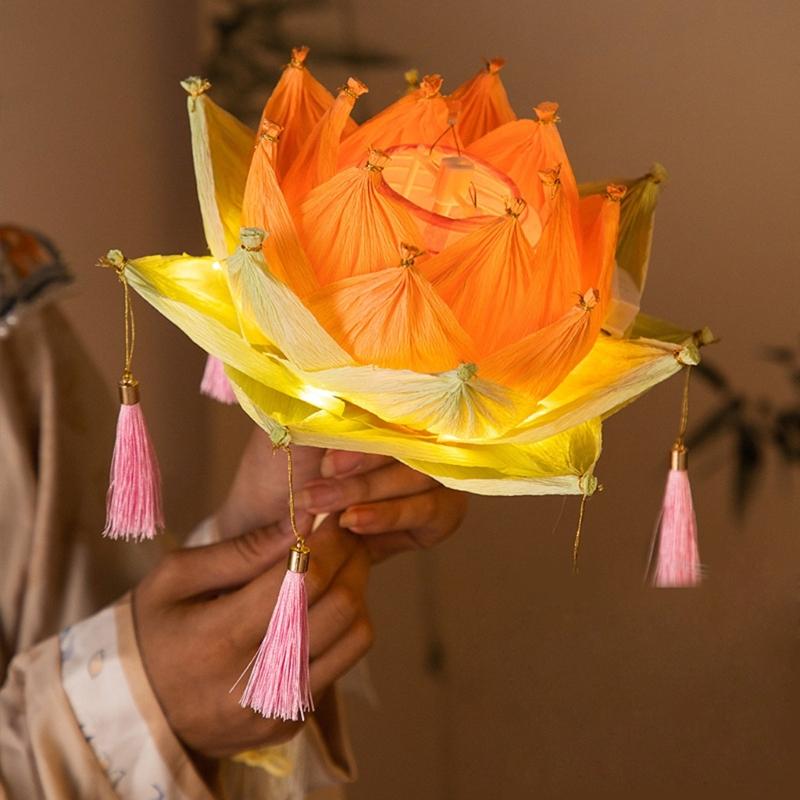 Flower Lamp Decoration Handheld Flower Light Accessory for Hanfu Dresses Up and Celebration