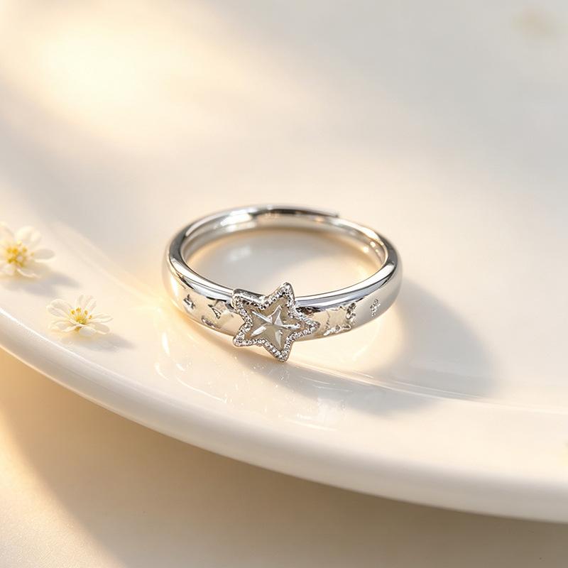 Panjbj   Copper Star Ring For Women Simple Adjustable Exquisite Jewelry Party Birthday Gift Dropshippipng