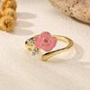 4 Pcs Fashion Simple Rhinestone Flower Rings Crystal Alloy Opening Finger Ring Light Luxury Adjustable Finger Jewelry Party
