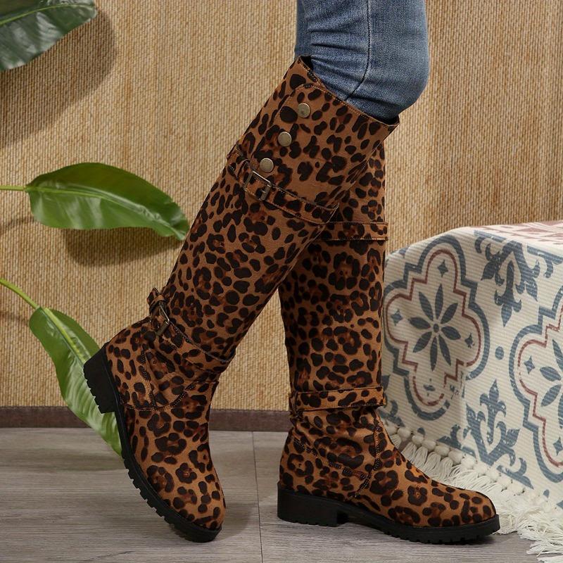 Women'S Western Mid-Calf Boots - Slip-On Chunky Heel Round Toe Fabric Upper with Rubber Sole, All-Season Casual Boots for Casual Attire, Cowgirl Boots